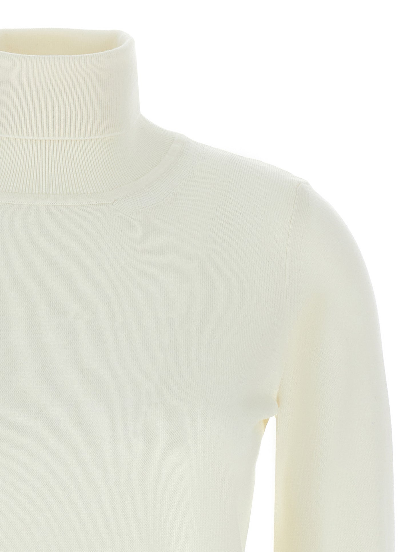 Cardigan by ANTONINO VALENTI for women in merino wool white showcases a luxurious silhouette, meticulously detailed with a sophisticated and for a refined finish.