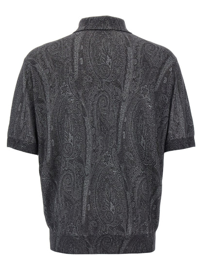 Polo Shirt by Etro for men in cashmere silk multicolor, paisley & print presents a sleek silhouette, featuring a refined and for a sleek finish.