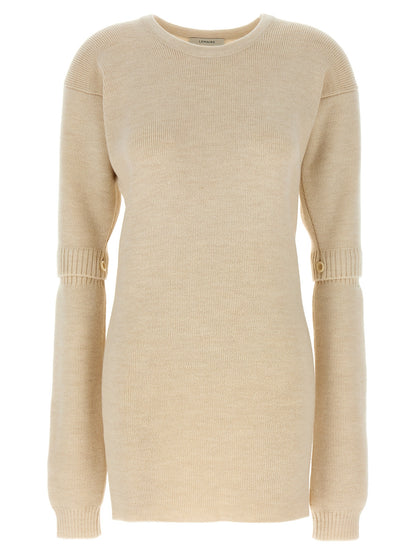 Dress by Lemaire for women in acrylic alpaca wool white features a dramatic silhouette, showcasing an elegant and that flows into a dramatic short.