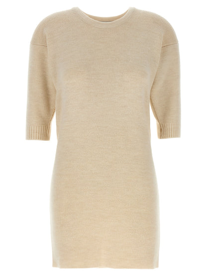 Dress by Lemaire for women in acrylic alpaca wool white features an sultry silhouette defined by a and , falling to an sultry short for a sultry look.