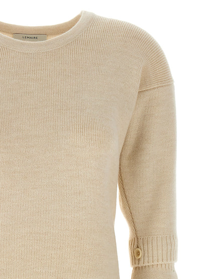 Dress by Lemaire for women in acrylic alpaca wool white features an eye catching silhouette with a sophisticated , elegant , and a refined short for a eye catching aesthetic.