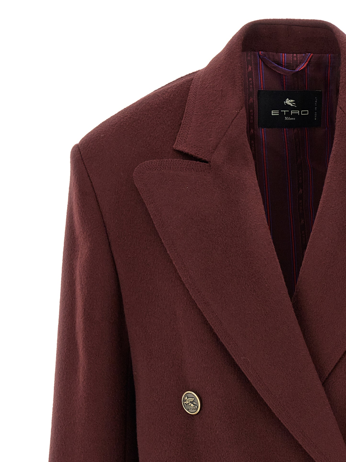 Blazer by Etro for women in cashmere bordeaux showcases a polished silhouette, highlighted by a refined and polished for a sophisticated finish.