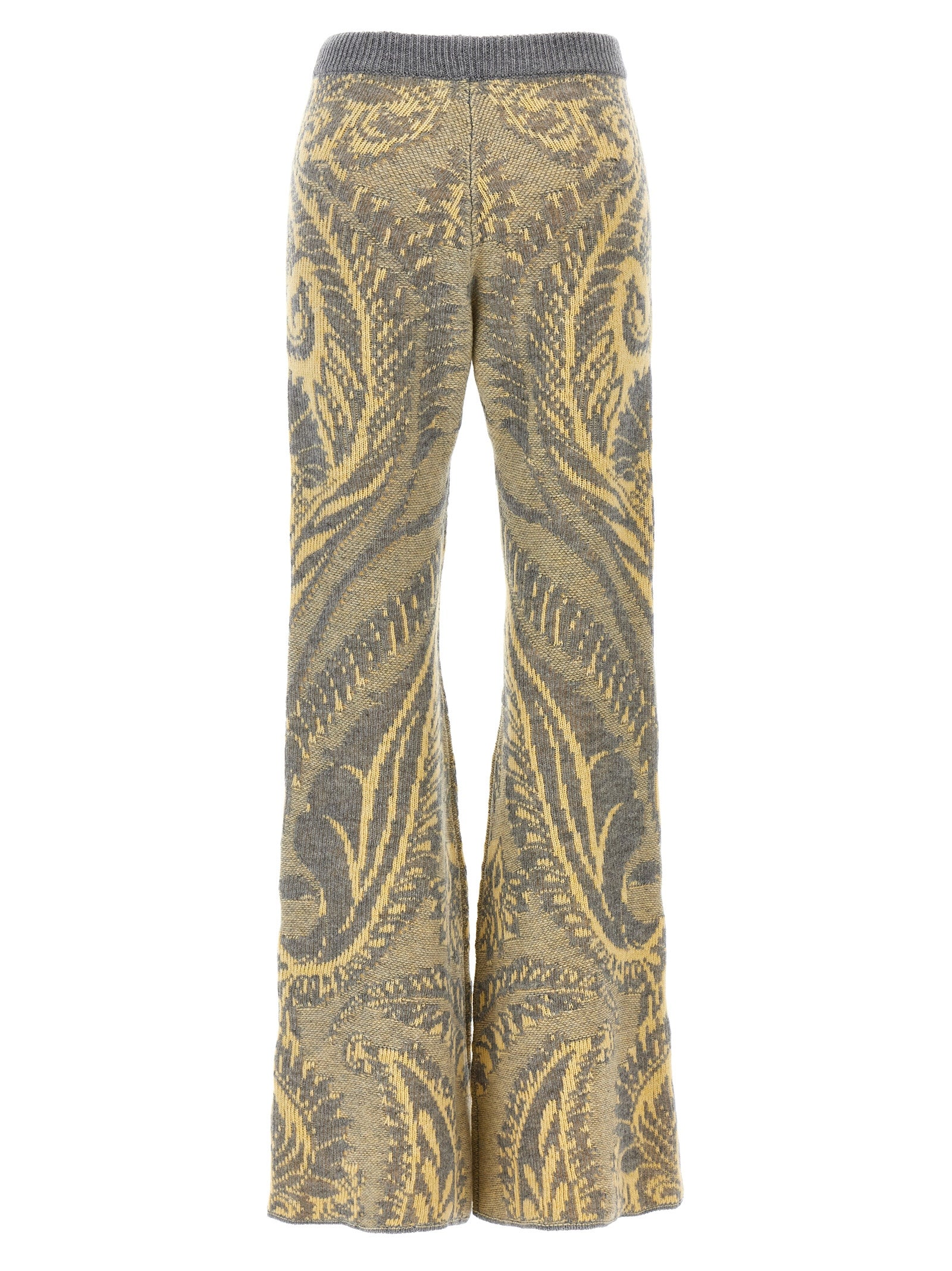 Trousers by Etro for women in wool multicolor, patterned & paisley presents a perennial silhouette, meticulously tailored with a flared cut, long finish, and an elegant .