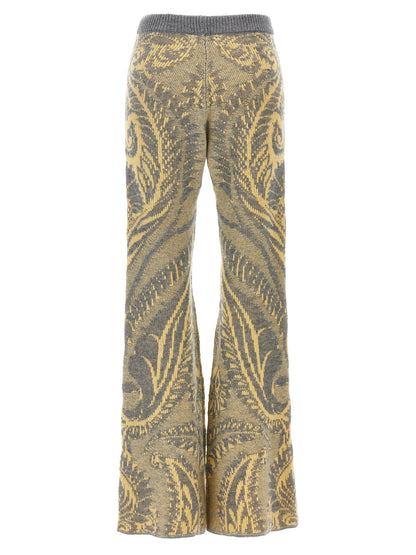 Trousers by Etro for women in wool multicolor, patterned & paisley presents a perennial silhouette, meticulously tailored with a flared cut, long finish, and an elegant .