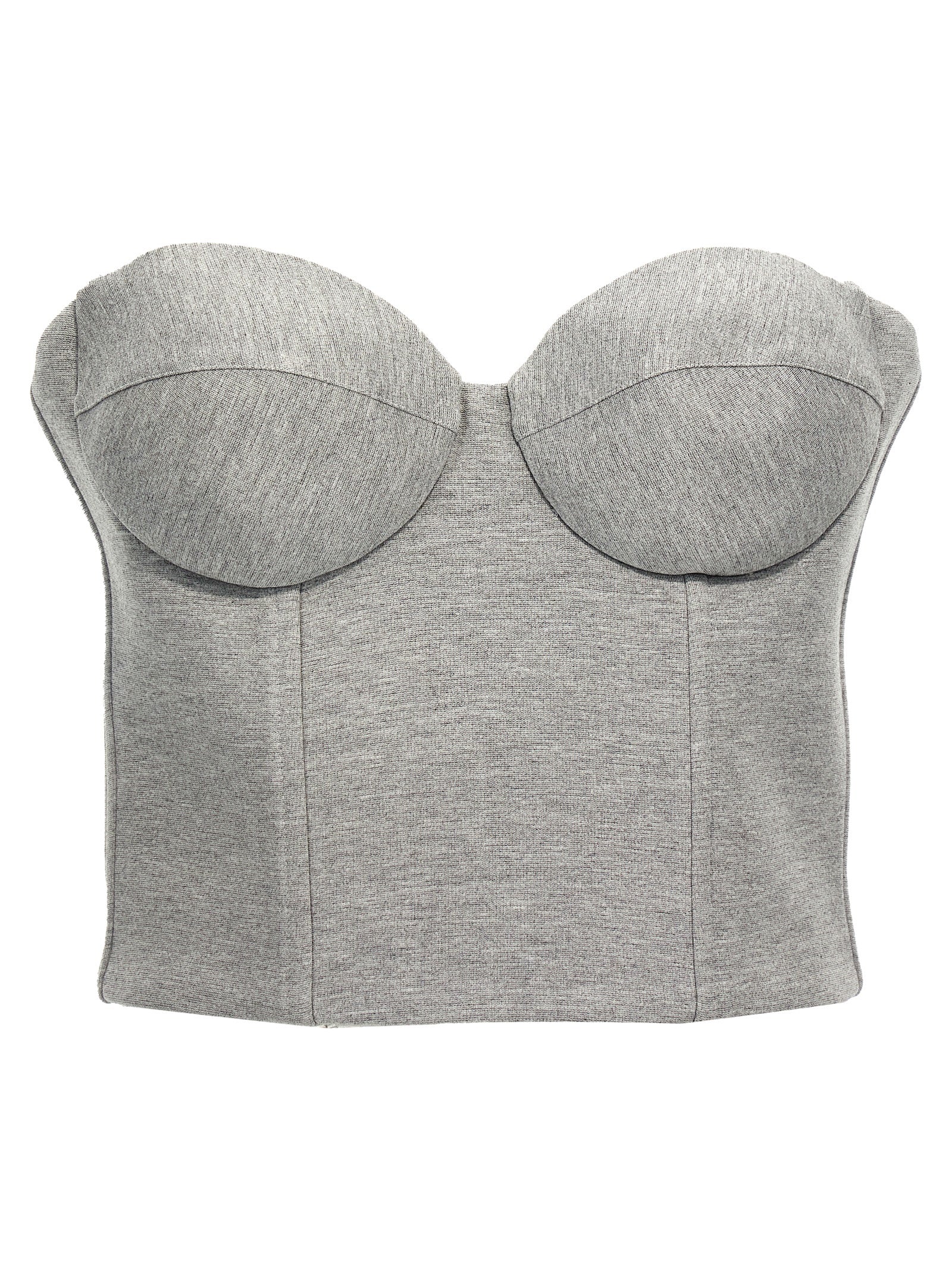 T-Shirt by Giuseppe Di Morabito for women in stretch polyamide viscose gray features an edgy silhouette, meticulously detailed with a sophisticated sleeveless and sweetheart neckline for a truly edgy finish.
