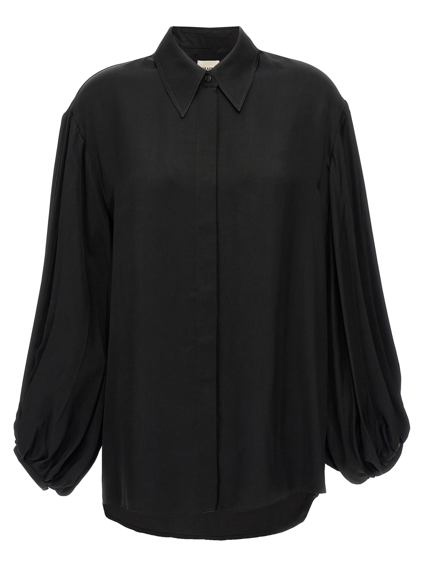 Blouse by Khaite for women in cupro black features an polished silhouette, showcasing a sophisticated and detail for a truly polished finish.