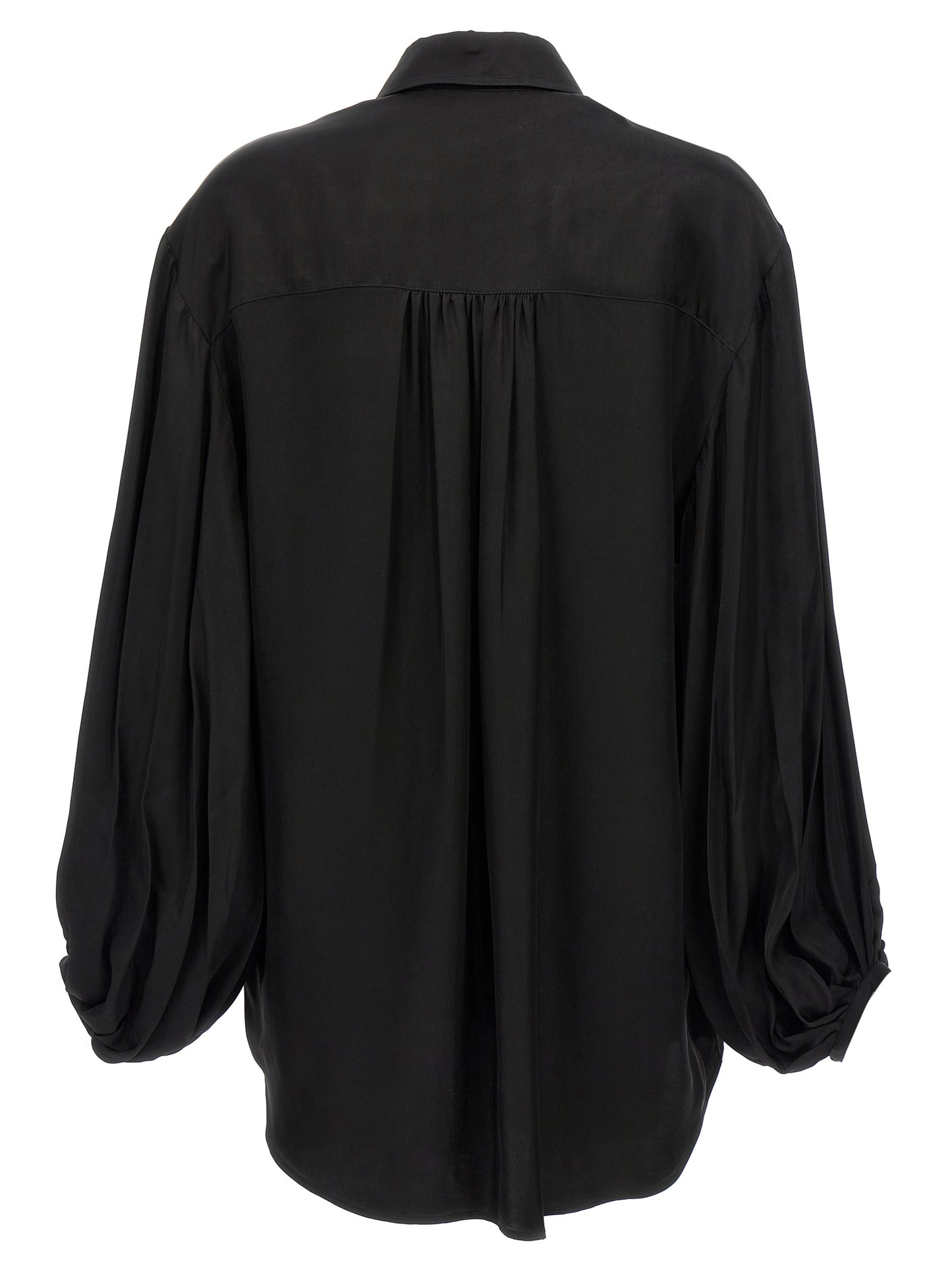 Blouse by Khaite for women in cupro black showcases a sleek silhouette, elegantly detailed with a sleek and for a sleek finish.
