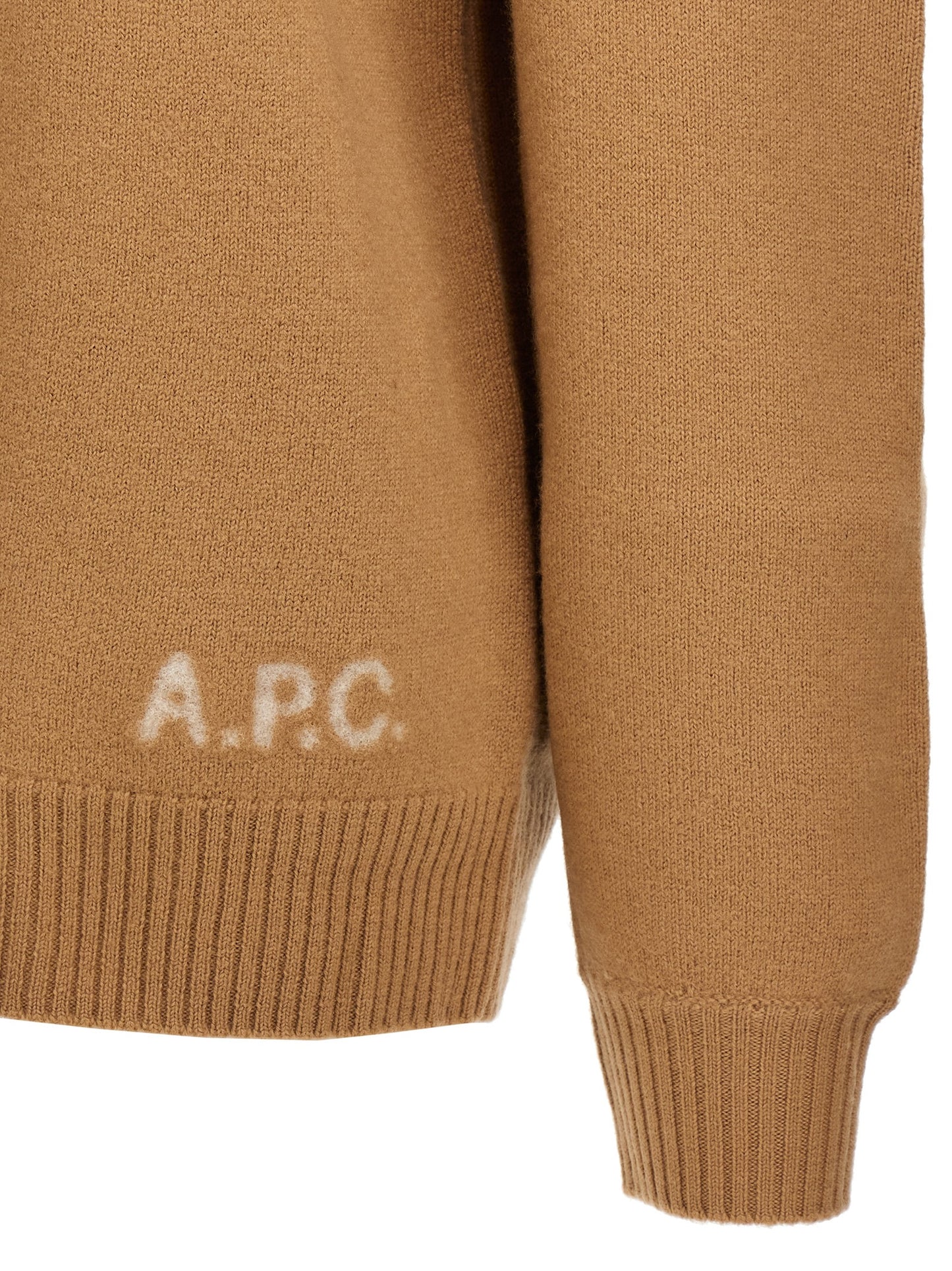 Cardigan by A.P.C. for women in virgin wool beige & print showcases a captivating silhouette, artfully detailed with a captivating and for a truly sophisticated captivating look.