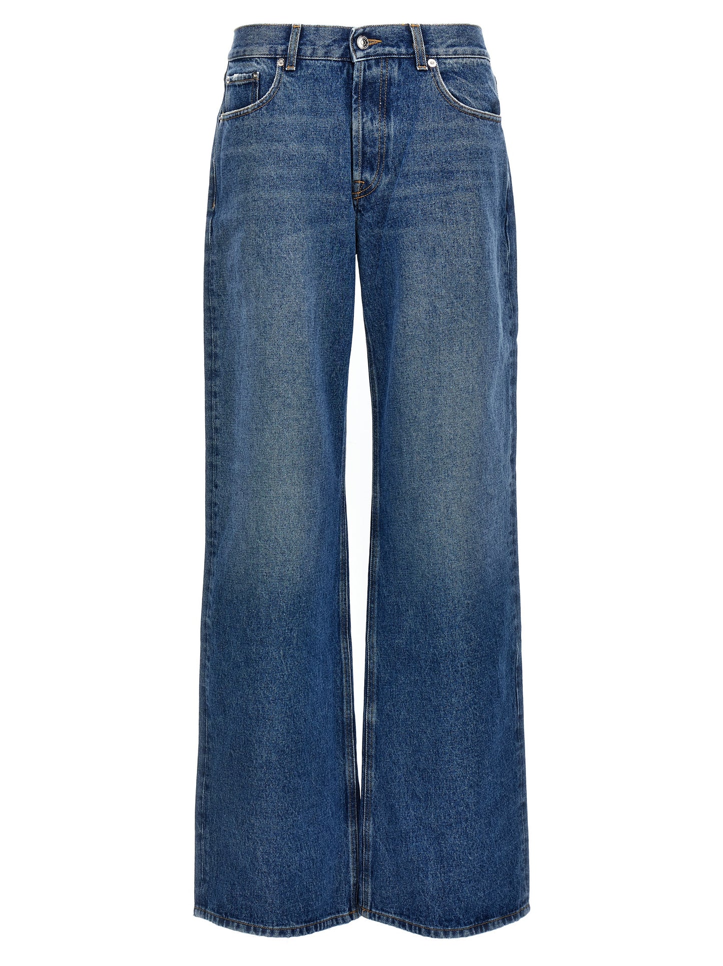 Jeans by Armarium for women in denim cotton blue presents a tailored silhouette, showcasing a tailored wide and long cut with a refined for a truly tailored aesthetic.
