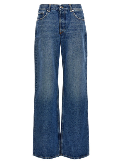 Jeans by Armarium for women in denim cotton blue presents a tailored silhouette, showcasing a tailored wide and long cut with a refined for a truly tailored aesthetic.
