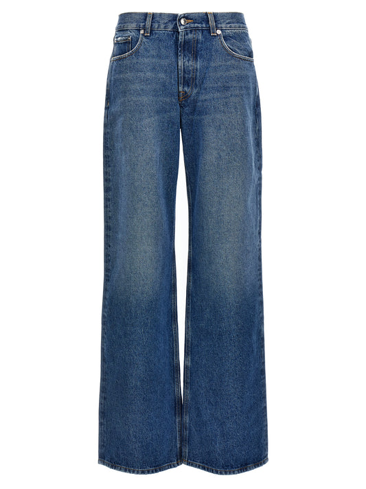 Jeans by Armarium for women in denim cotton blue presents a tailored silhouette, showcasing a tailored wide and long cut with a refined for a truly tailored aesthetic.
