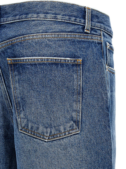 Jeans by Armarium for women in denim cotton blue features a polished silhouette with a polished wide, reaching a polished long and finished with a polished .