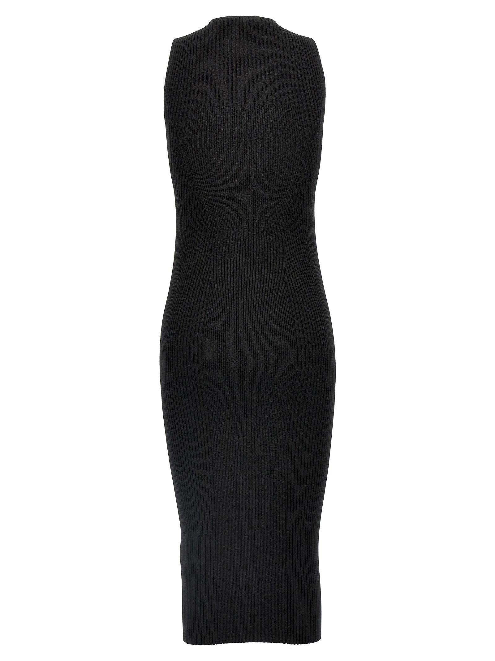 Dress by Alexander McQueen for women in polyamide viscose black features an cute silhouette, detailed with a and crew neckline that elegantly flows into a cute midi.