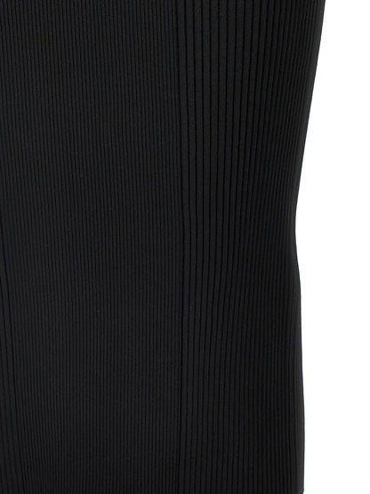 Dress by Alexander McQueen for women in polyamide viscose black features an eye catching silhouette with a sophisticated , elegant , and a refined midi for a eye catching aesthetic.