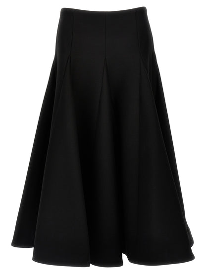Skirt by Valentino Garavani for women in silk crepe & virgin wool black features a sublime silhouette, showcasing the sublime design of the Women's Silk Crepe & Virgin Wool Mini Skirt in a sophisticated mini.