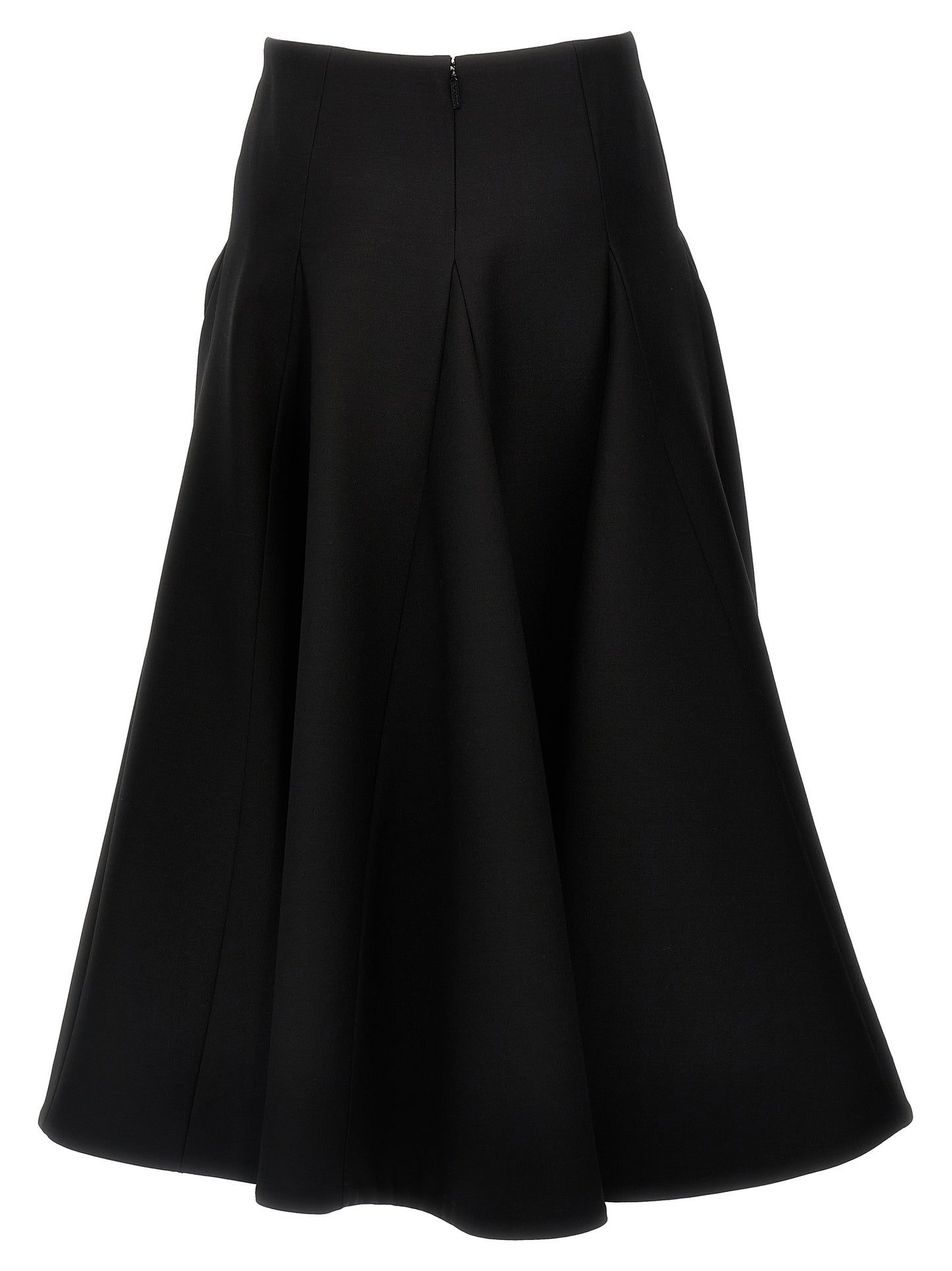 Skirt by Valentino Garavani for women in silk crepe & virgin wool black features an relaxed-yet-refined silhouette that elegantly showcases the Women's Silk Crepe & Virgin Wool Mini Skirt design and sophisticated mini.