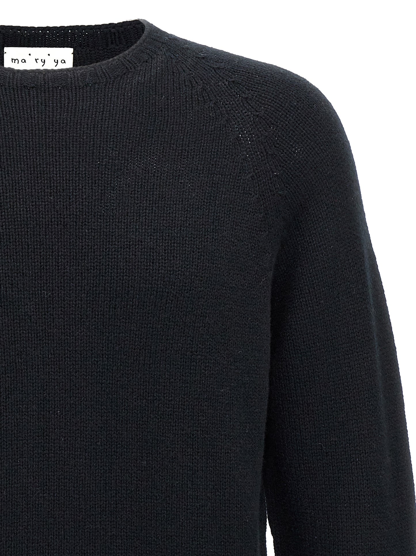 Cardigan by MA'RY'YA for men in cashmere silk & modacrylic black features a dramatic silhouette, showcasing a sophisticated and dramatic detail for a timeless, premium look.