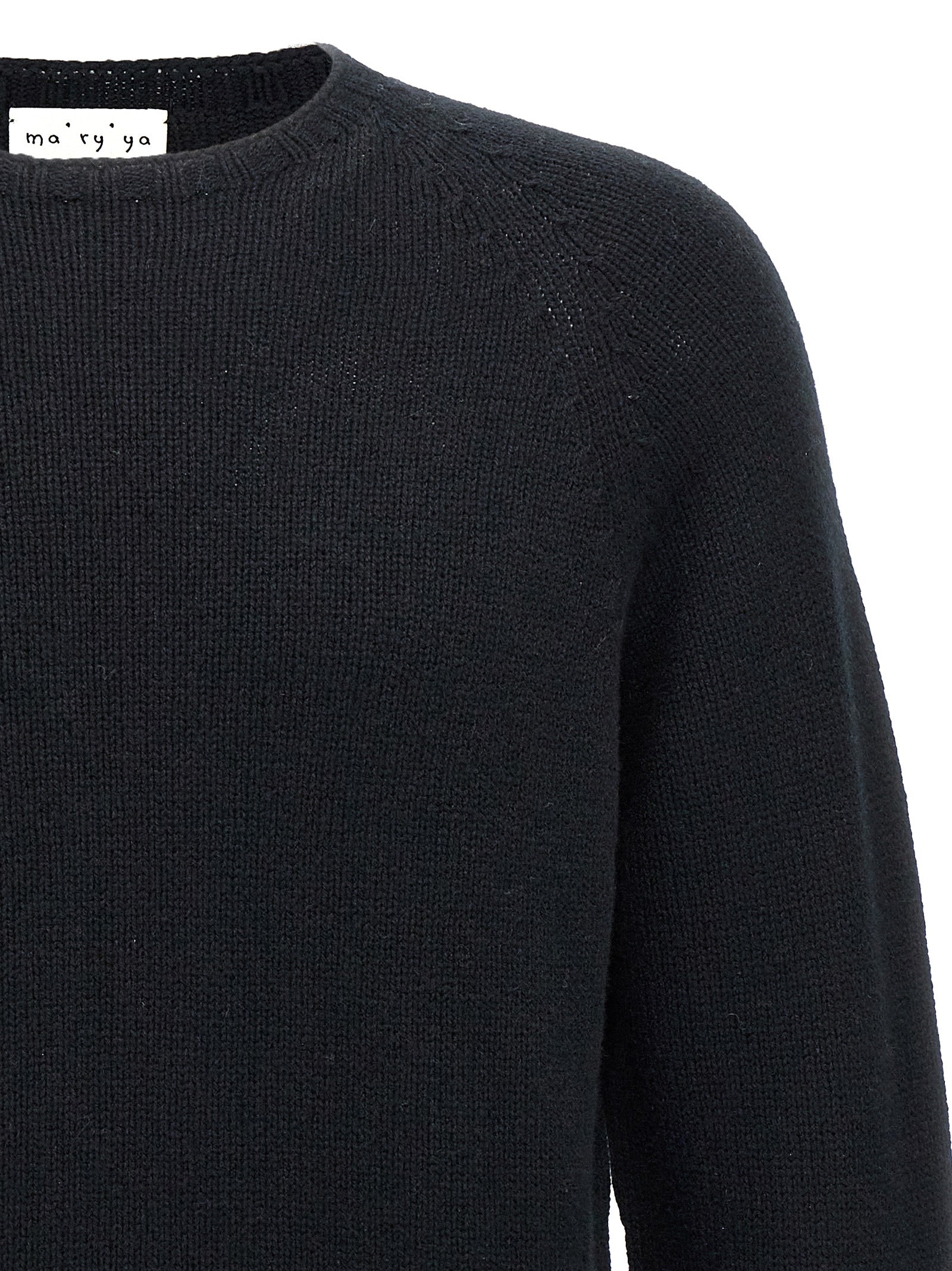 Cardigan by MA'RY'YA for men in cashmere silk & modacrylic black features a dramatic silhouette, showcasing a sophisticated and dramatic detail for a timeless, premium look.
