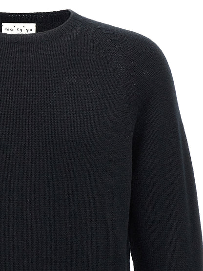 Cardigan by MA'RY'YA for men in cashmere silk & modacrylic black features a dramatic silhouette, showcasing a sophisticated and dramatic detail for a timeless, premium look.