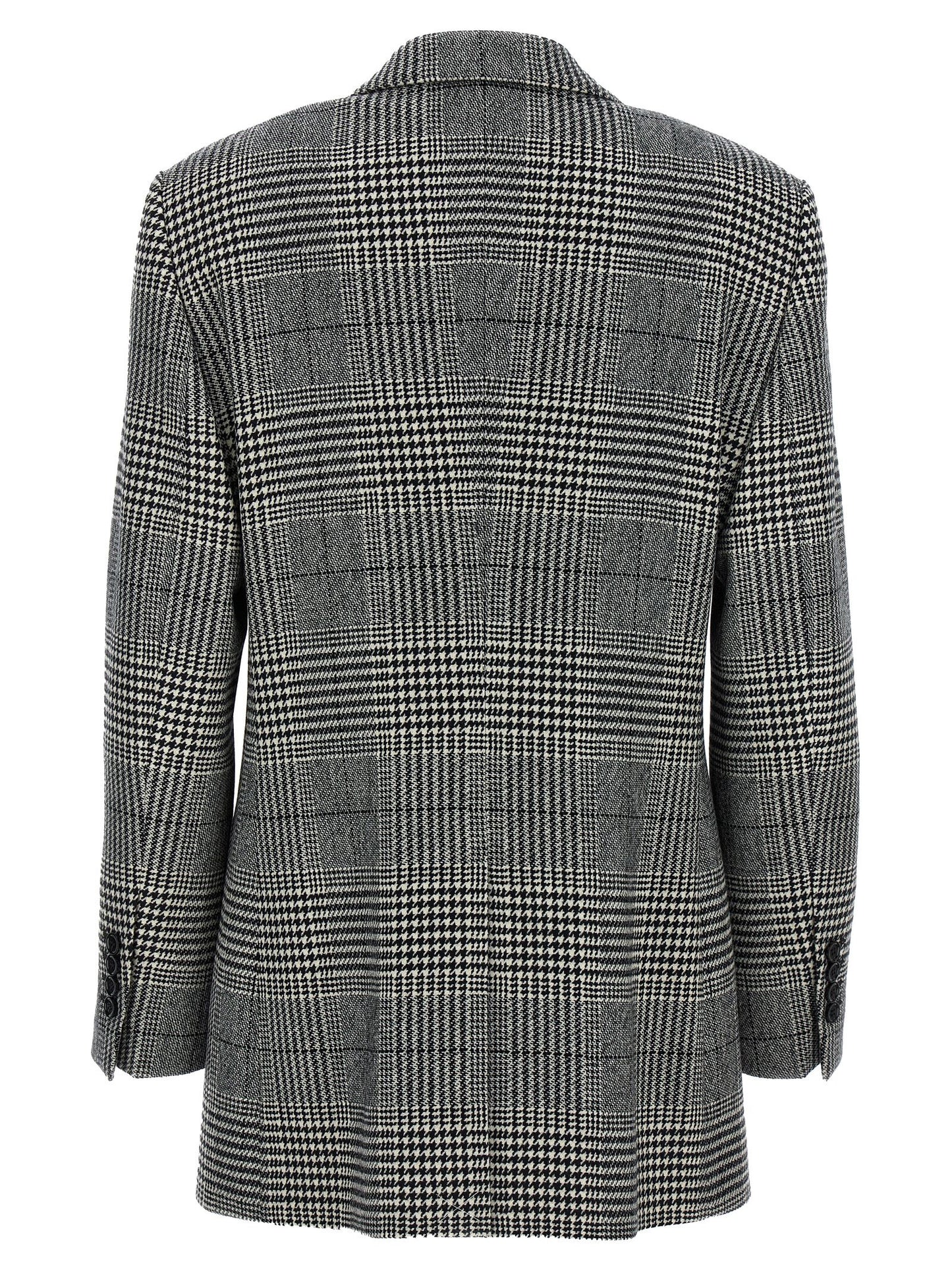 Blazer by Dolce & Gabbana for women in cashmere bicolour, black, white, patterned & houndstooth showcases a polished silhouette, highlighted by a refined split neckline and polished for a sophisticated finish.