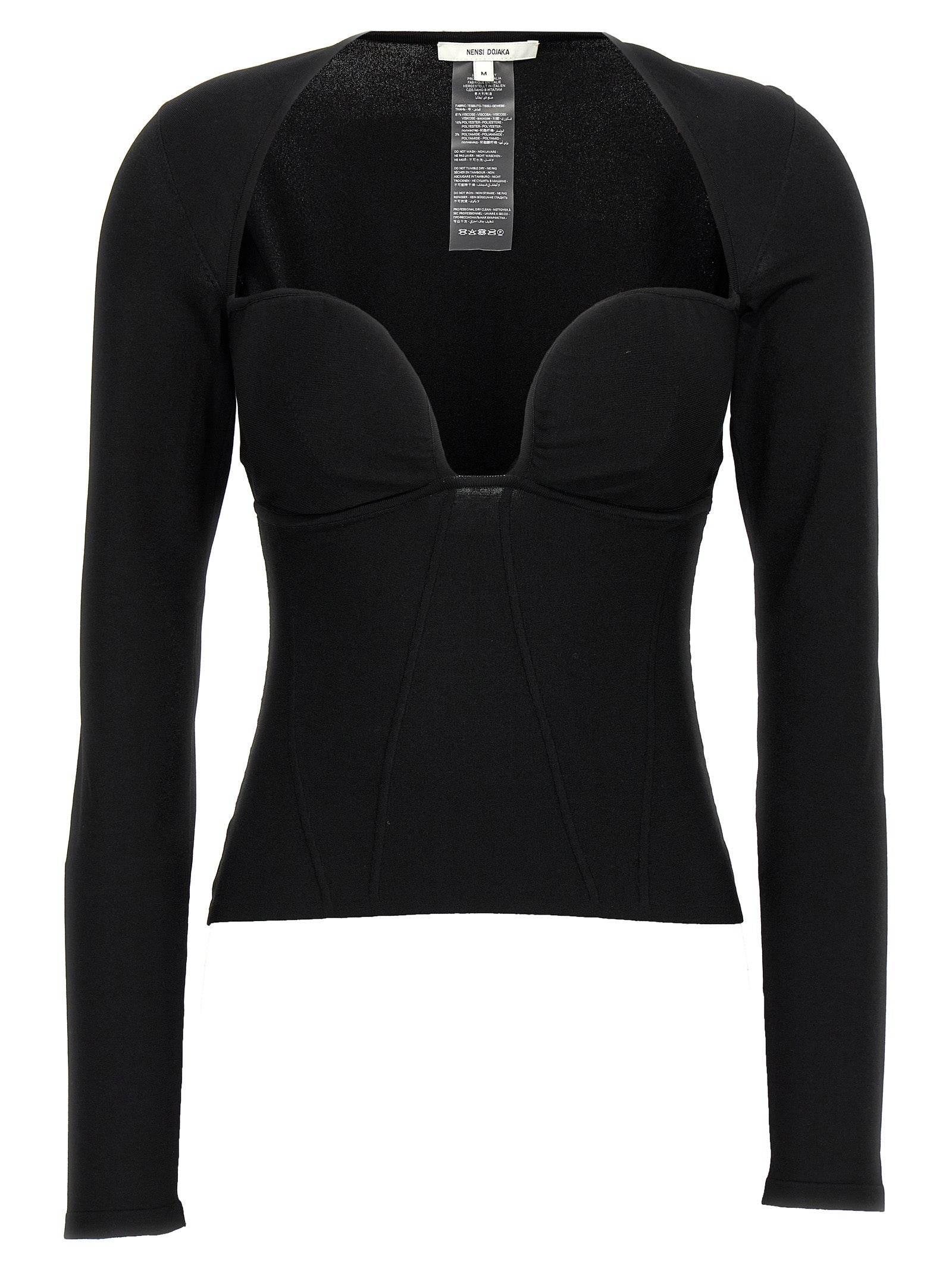 Tank Top by Nensi Dojaka for women in polyamide polyester viscose black features an bespeak silhouette, showcasing an bespeak long-sleeve; sleeveless and bespeak wide-neck neckline for a truly sophisticated look.