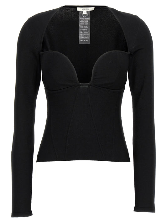 Tank Top by Nensi Dojaka for women in polyamide polyester viscose black features an bespeak silhouette, showcasing an bespeak long-sleeve; sleeveless and bespeak wide-neck neckline for a truly sophisticated look.