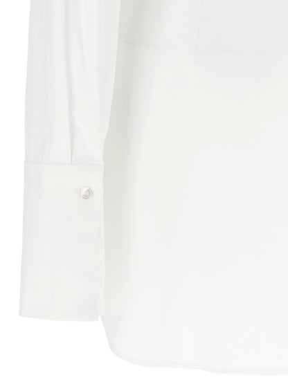 Blouse by Nensi Dojaka for women in cotton white features an architectural silhouette with a refined and elegant for a architectural look.