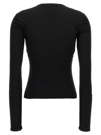 Tank Top by Nensi Dojaka for women in polyamide polyester viscose black presents a uncompromising silhouette, artfully detailed with a uncompromising wide-neck neckline and for a sophisticated, uncompromising finish.