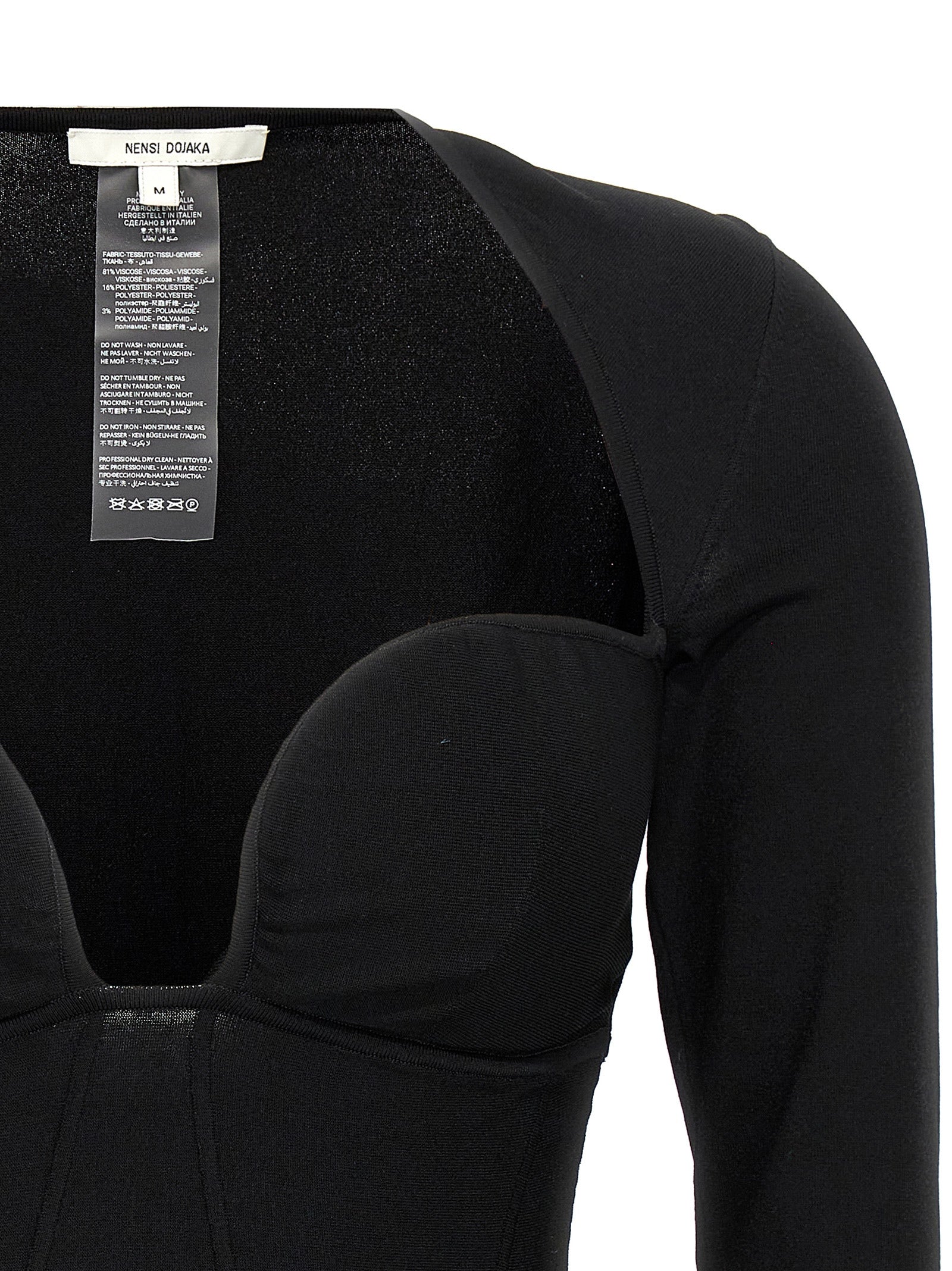 Tank Top by Nensi Dojaka for women in polyamide polyester viscose black showcases a sumptuous silhouette, artfully detailed with a sumptuous wide-neck neckline and for a truly sumptuous finish.