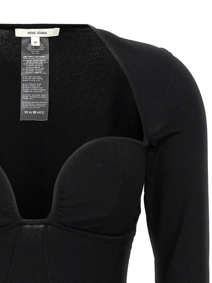 Tank Top by Nensi Dojaka for women in polyamide polyester viscose black showcases a sumptuous silhouette, artfully detailed with a sumptuous wide-neck neckline and for a truly sumptuous finish.