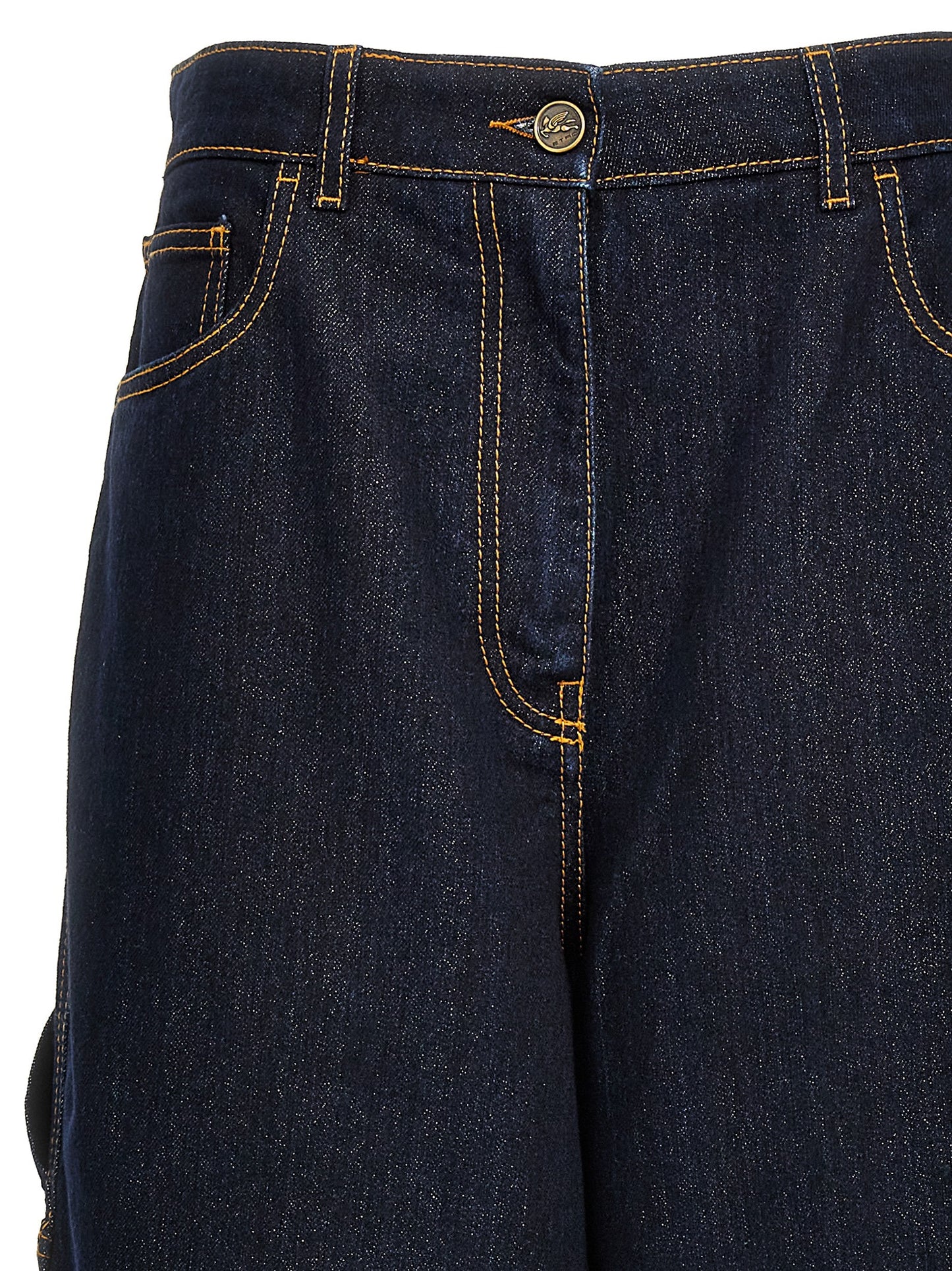 Jeans by Etro for women in viscose denim cotton blue features an sartorial wide and long with a cut for a sartorial finish.