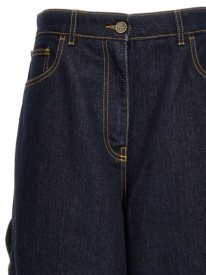 Jeans by Etro for women in viscose denim cotton blue features an sartorial wide and long with a cut for a sartorial finish.