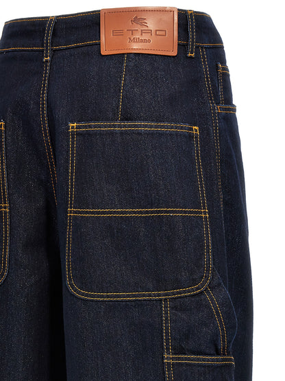 Jeans by Etro for women in viscose denim cotton blue features an sophisticated and wide with a precise long, creating a sophisticated and sophisticated silhouette.