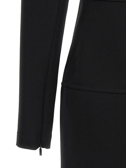 Dress by Fendi for women in stretch viscose black & signature showcases a striking silhouette, elegantly detailed with a , refined , and a striking midi for a striking finish.