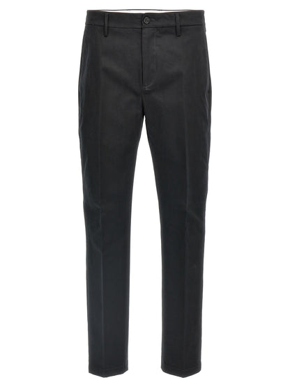 Casual Pants by Department 5 for men in stretch cotton black features an refined tailoring silhouette, showcasing a premium with a and long cut for a refined tailoring look.