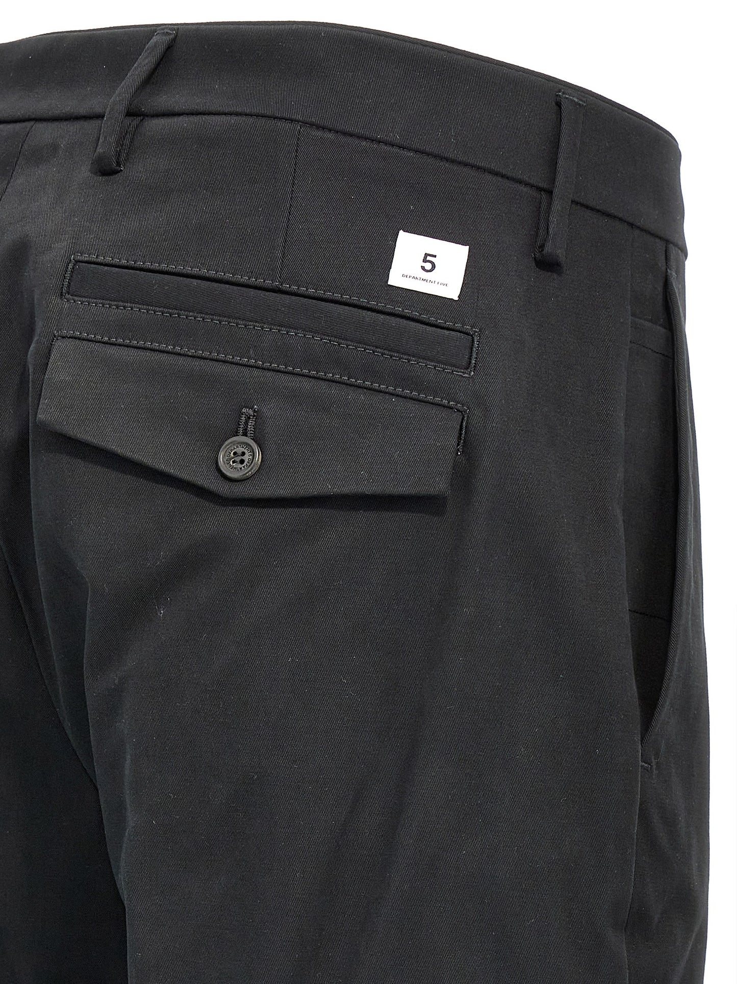 Casual Pants by Department 5 for men in stretch cotton black features an refined tailoring silhouette, showcasing a premium with a and long cut for a refined tailoring look.