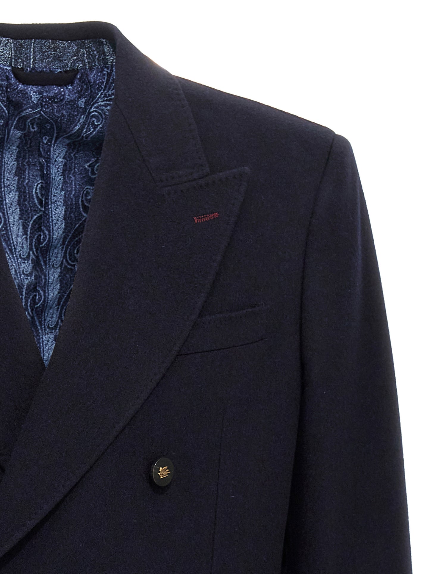 This Blazer by Etro for men in cashmere blue presents a tailored silhouette, meticulously tailored with a tailored and distinctive for a tailored finish.