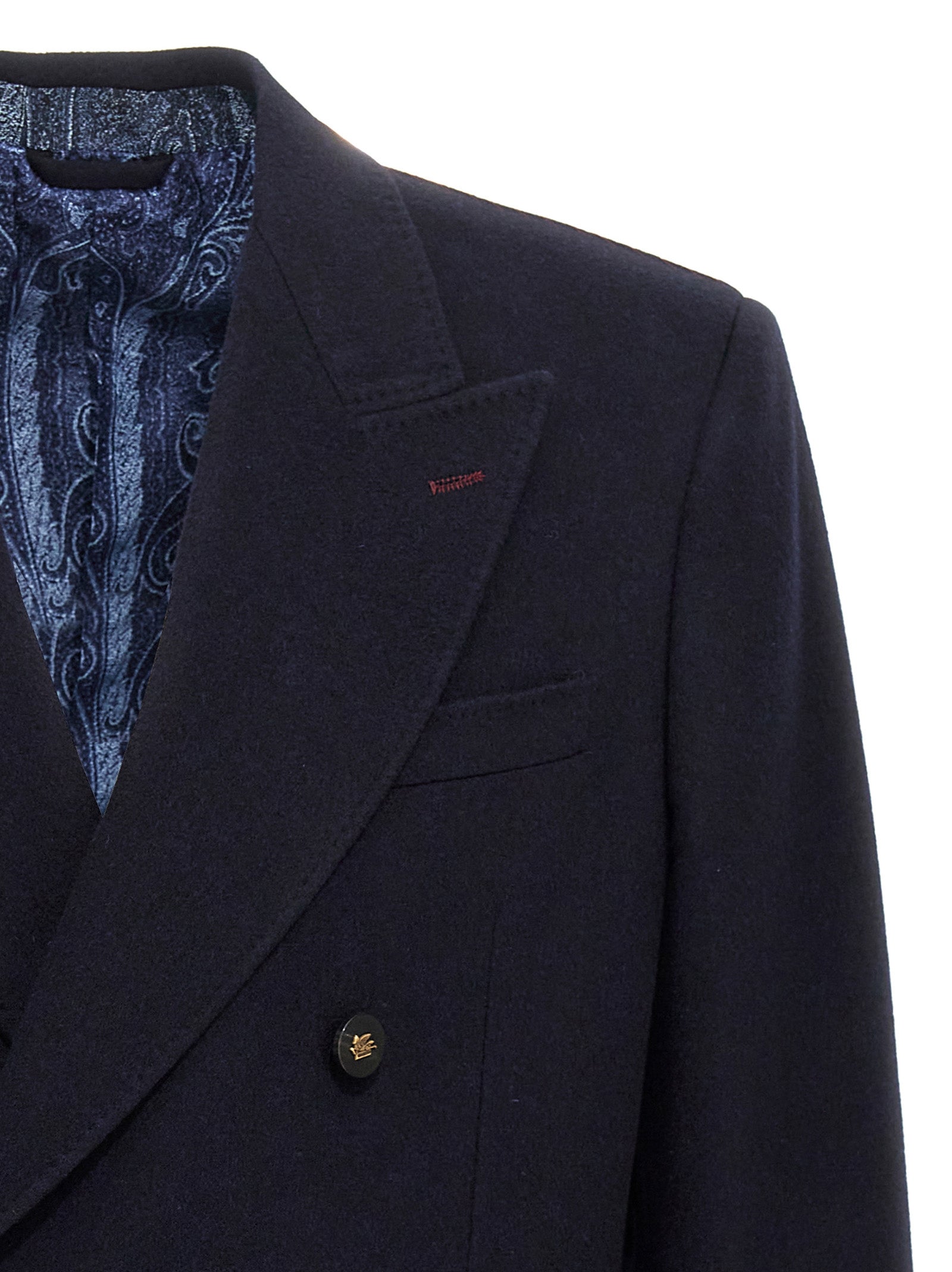 This Blazer by Etro for men in cashmere blue presents a tailored silhouette, meticulously tailored with a tailored and distinctive for a tailored finish.