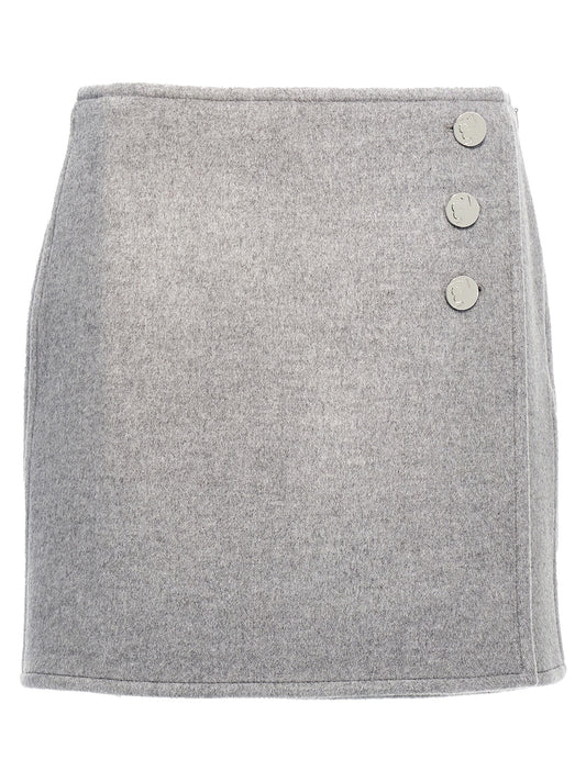 Skirt by Tory Burch for women in wool gray, monogram & print showcases a sultry silhouette, elegantly defined by its long and the sophisticated sultry design of the Women's Wool Long Skirt.