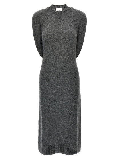 Dress by Courrèges for women in wool gray features an cute silhouette, detailed with a sleeveless and crew neckline that elegantly flows into a cute midi.