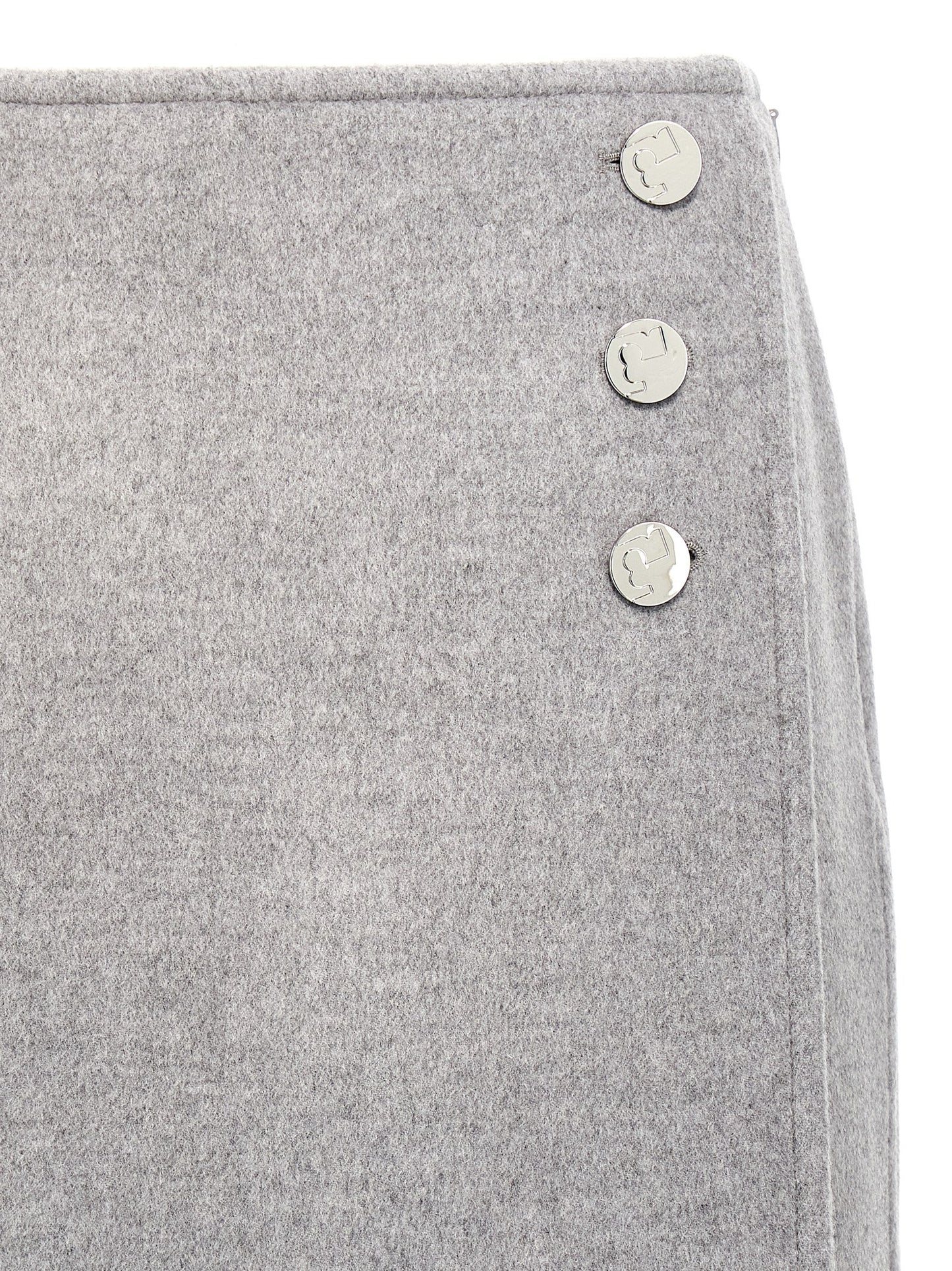 Skirt by Tory Burch for women in wool gray, monogram & print features a sublime silhouette, showcasing the sublime design of the Women's Wool Long Skirt in a sophisticated long.