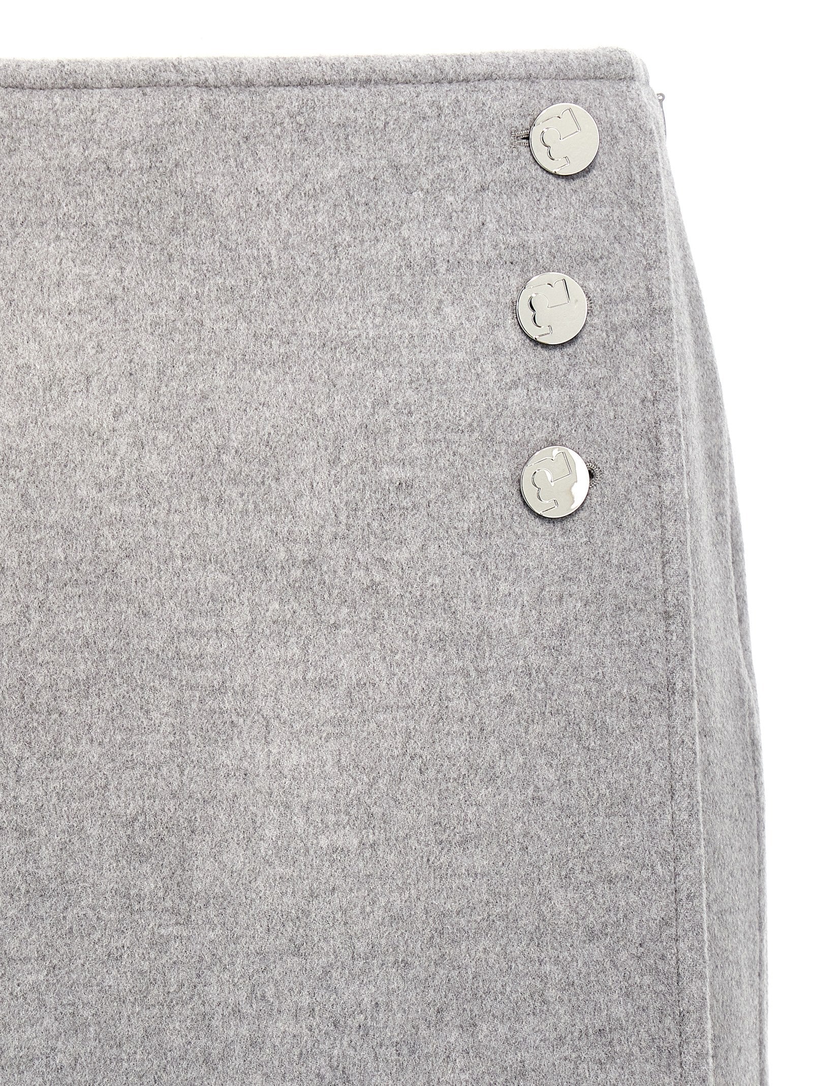 Skirt by Tory Burch for women in wool gray, monogram & print features a sublime silhouette, showcasing the sublime design of the Women's Wool Long Skirt in a sophisticated long.