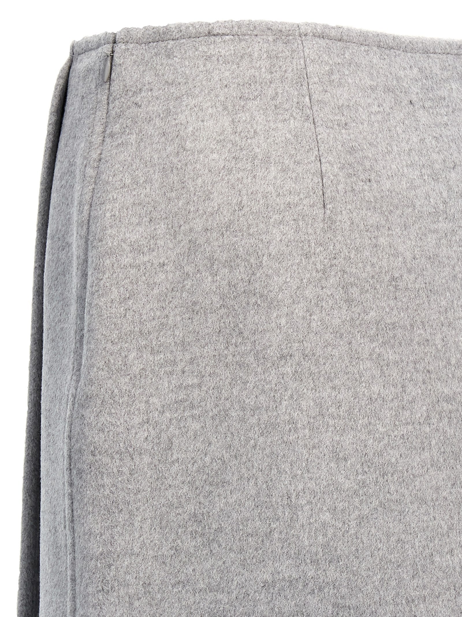 Skirt by Tory Burch for women in wool gray, monogram & print features an tailored silhouette, artfully capturing the essence of Women's Wool Long Skirt in a sophisticated long.