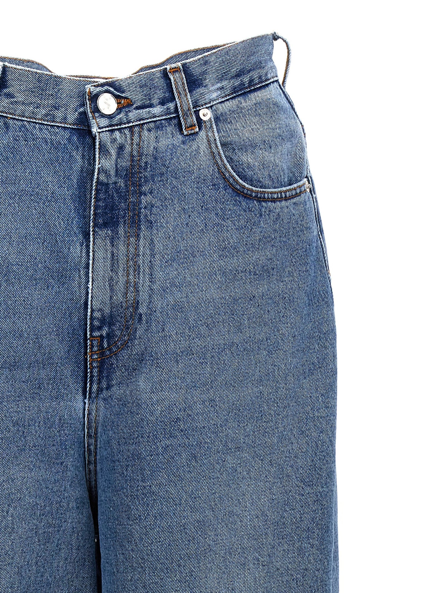 Jeans by SÉFR for men in denim cotton & suede leather blue features an sartorial and long with a cut for a sartorial finish.