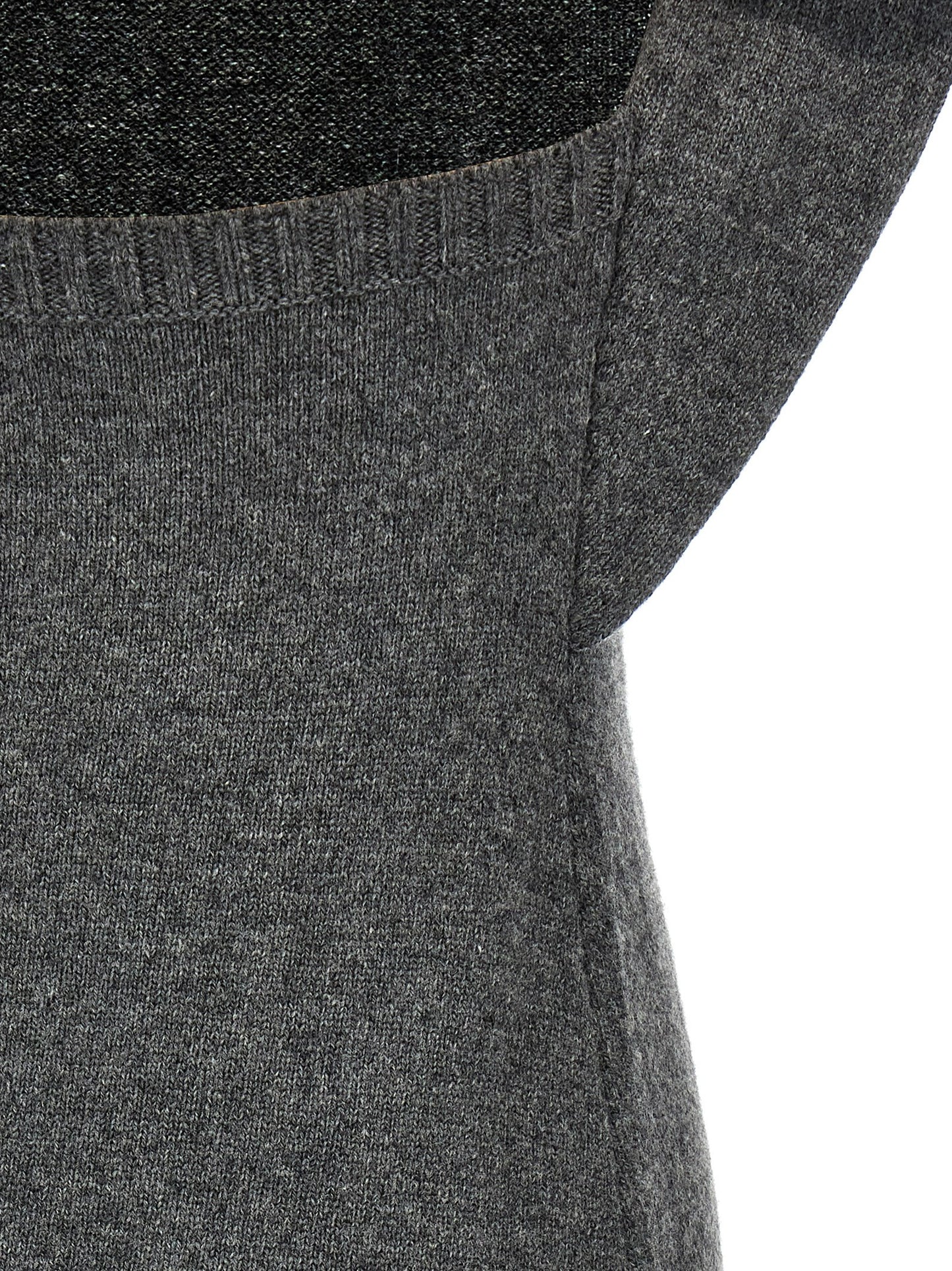 Dress by Courrèges for women in wool gray features a dramatic silhouette, showcasing an elegant and that flows into a dramatic midi.