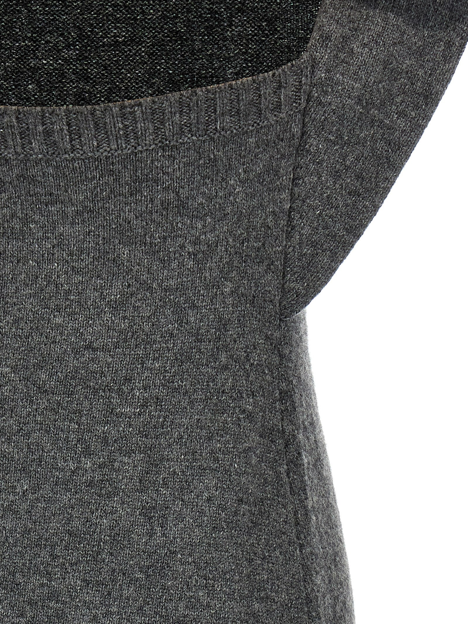 Dress by Courrèges for women in wool gray features a dramatic silhouette, showcasing an elegant and that flows into a dramatic midi.