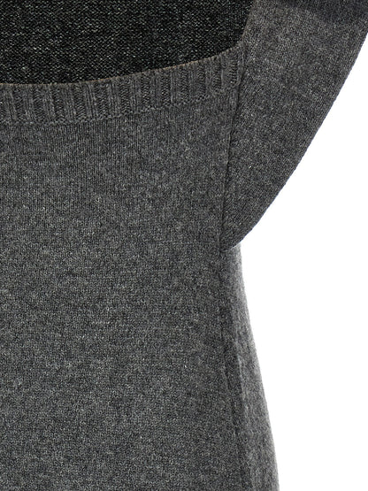 Dress by Courrèges for women in wool gray features a dramatic silhouette, showcasing an elegant and that flows into a dramatic midi.