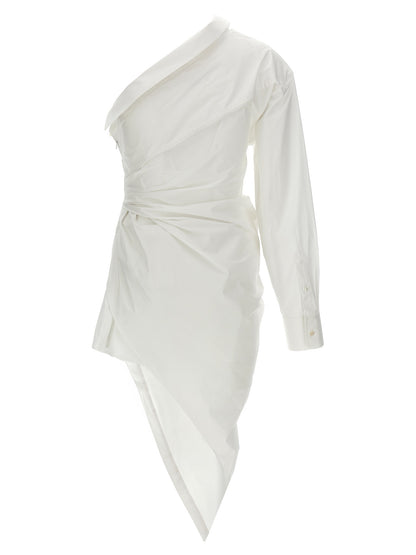 Dress by Alexander Wang for women in stretch cotton white features an cute silhouette, detailed with a and that elegantly flows into a cute short mini.
