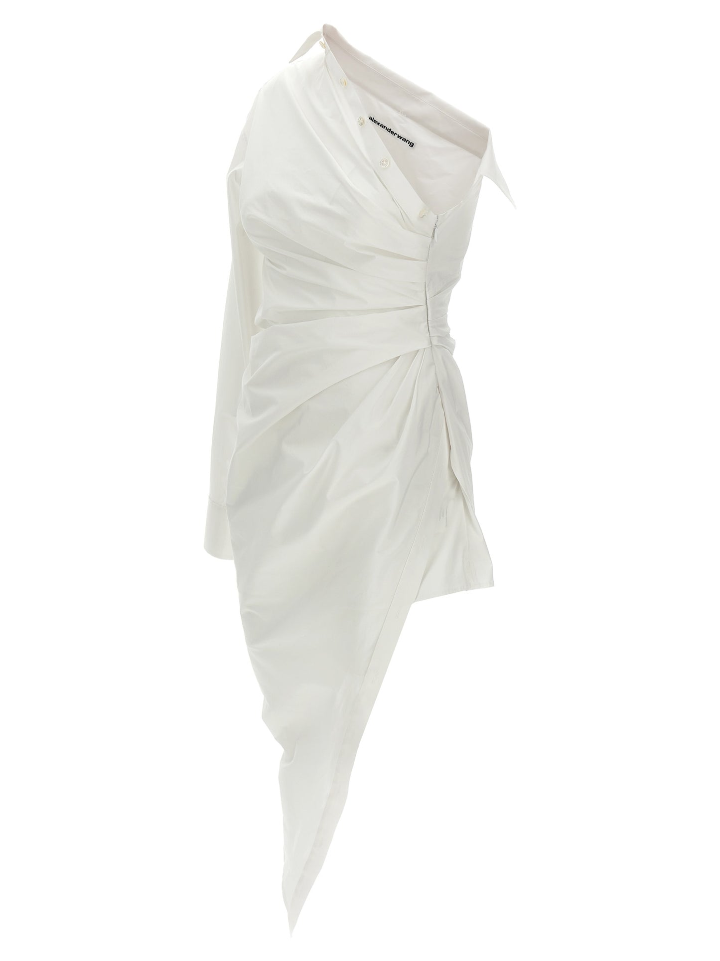 Dress by Alexander Wang for women in stretch cotton white showcases a striking silhouette, elegantly detailed with a , refined , and a striking short mini for a striking finish.