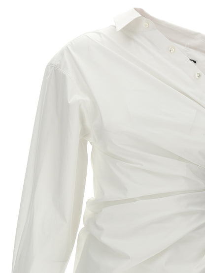 Dress by Alexander Wang for women in stretch cotton white features an sultry silhouette defined by a and , falling to an sultry short mini for a sultry look.